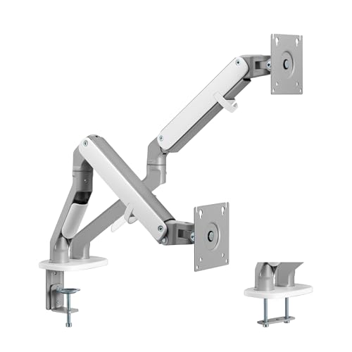 pro.tec Monitorhalterung 2 Monitore Selbu Dual-Monitorhalterung bis 32 Zoll Monitor Arm VESA 75/100 Bildschirmhalterung Gelenkarme neigbar schwenkbar drehbar Tischhalterung Silberfarben pro.tec Monitorhalterung 2 Monitore Selbu Dual-Monitorhalterung bis 32 Zoll Monitor Arm VESA 75/100 Bildschirmhalterung Gelenkarme neigbar schwenkbar drehbar Tischhalterung Silberfarben von pro.tec