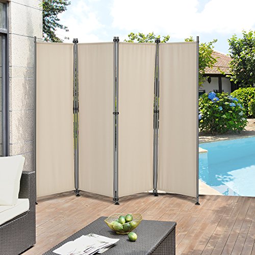 pro.tec Outdoor Trennwand 'Modica' 170 x 215cm - Paravent Sichtschutz Spanische Wand Garten Sandfarben von pro.tec