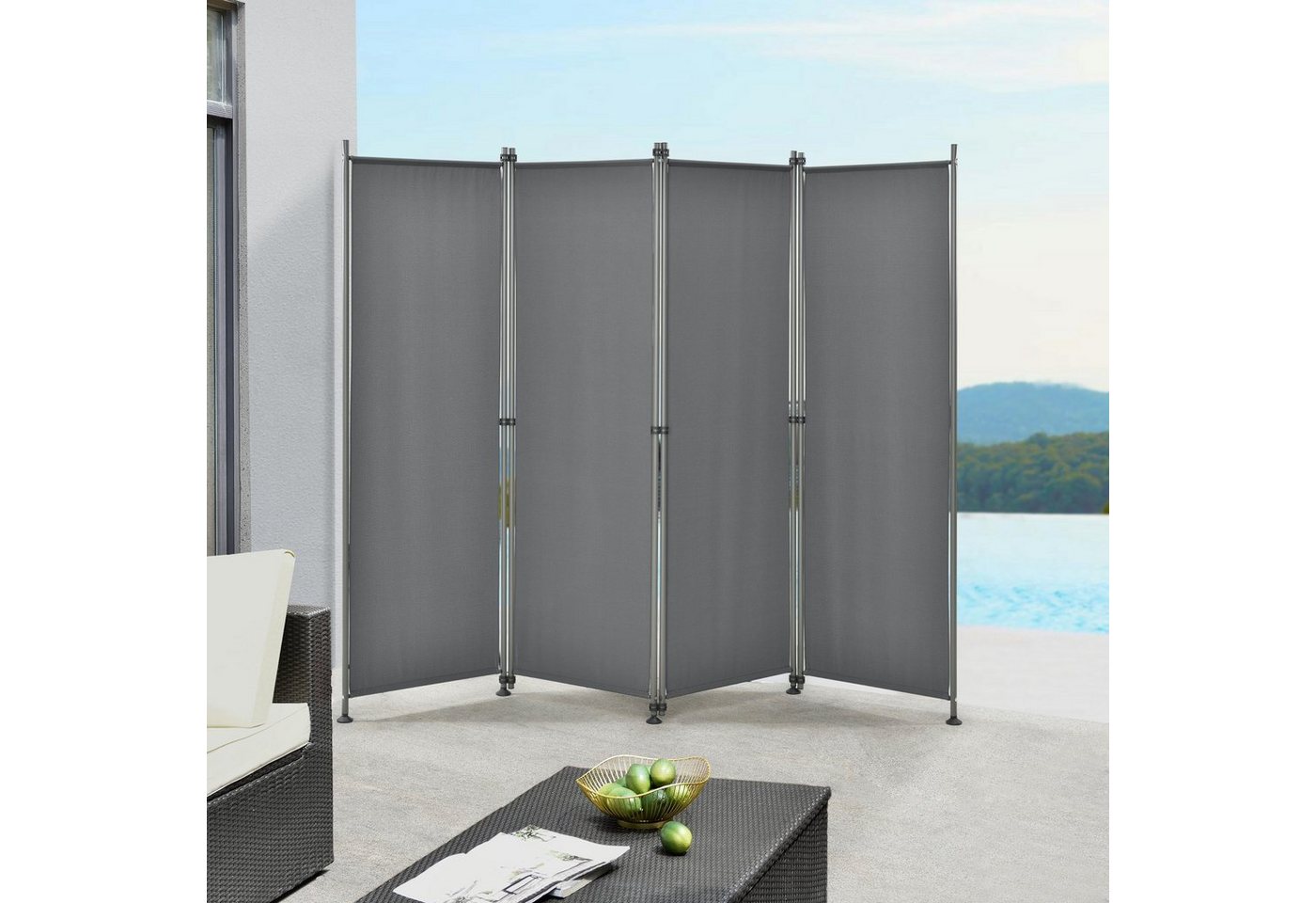 pro.tec Paravent, »Modica« Trennwand Outdoor Sichtschutz 170x215cm Mittelgrau von pro.tec