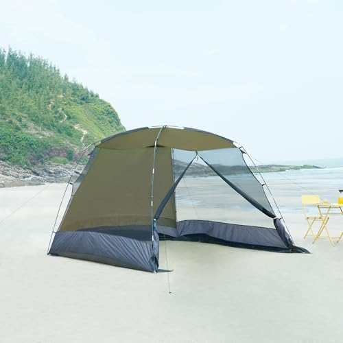 pro.tec Pavillon-Netz Beekdaelen Gartenzelt Moskitonetz mit Reißverschluss wasserdicht Partyzelt Gartenpavillon mit Seitenteil 305 x 305 x 213 cm (LXBXH) Olivgrün/Grau von pro.tec