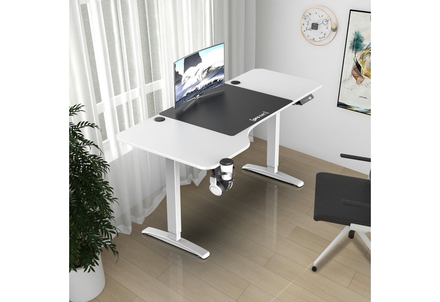 pro.tec Schreibtisch, »Oxnard« Höhenverstellbarer Schreibtisch 160x75cm Weiß von pro.tec
