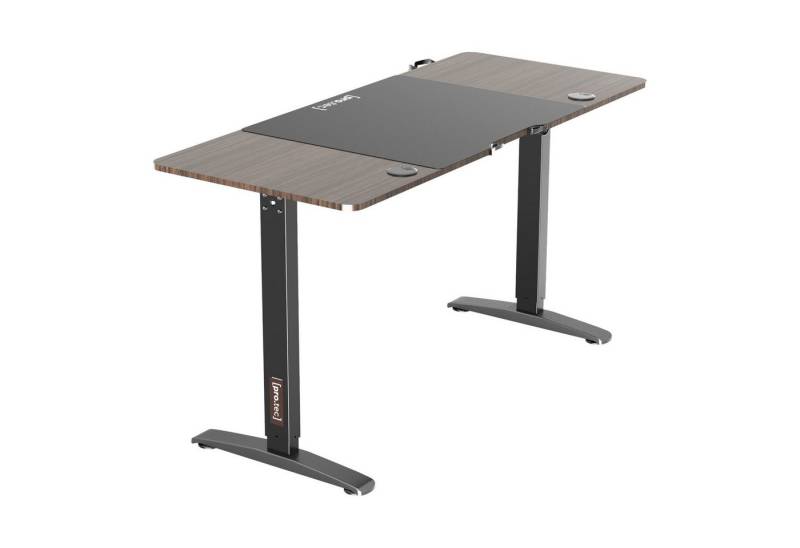 pro.tec Schreibtisch, Salinas Höhenverstellbarer Tisch 140x60 aus Alu Walnuss-Optik von pro.tec