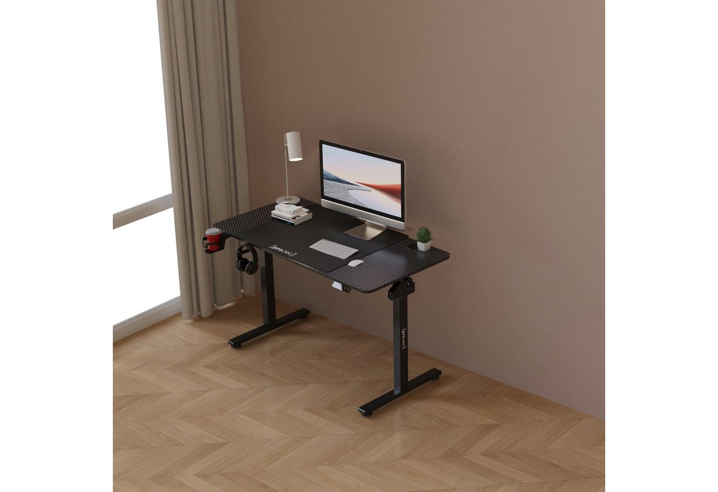 pro.tec Schreibtisch, »Stryn« Elektrisch verstellbarer Computertisch 120x60cm Schwarz von pro.tec