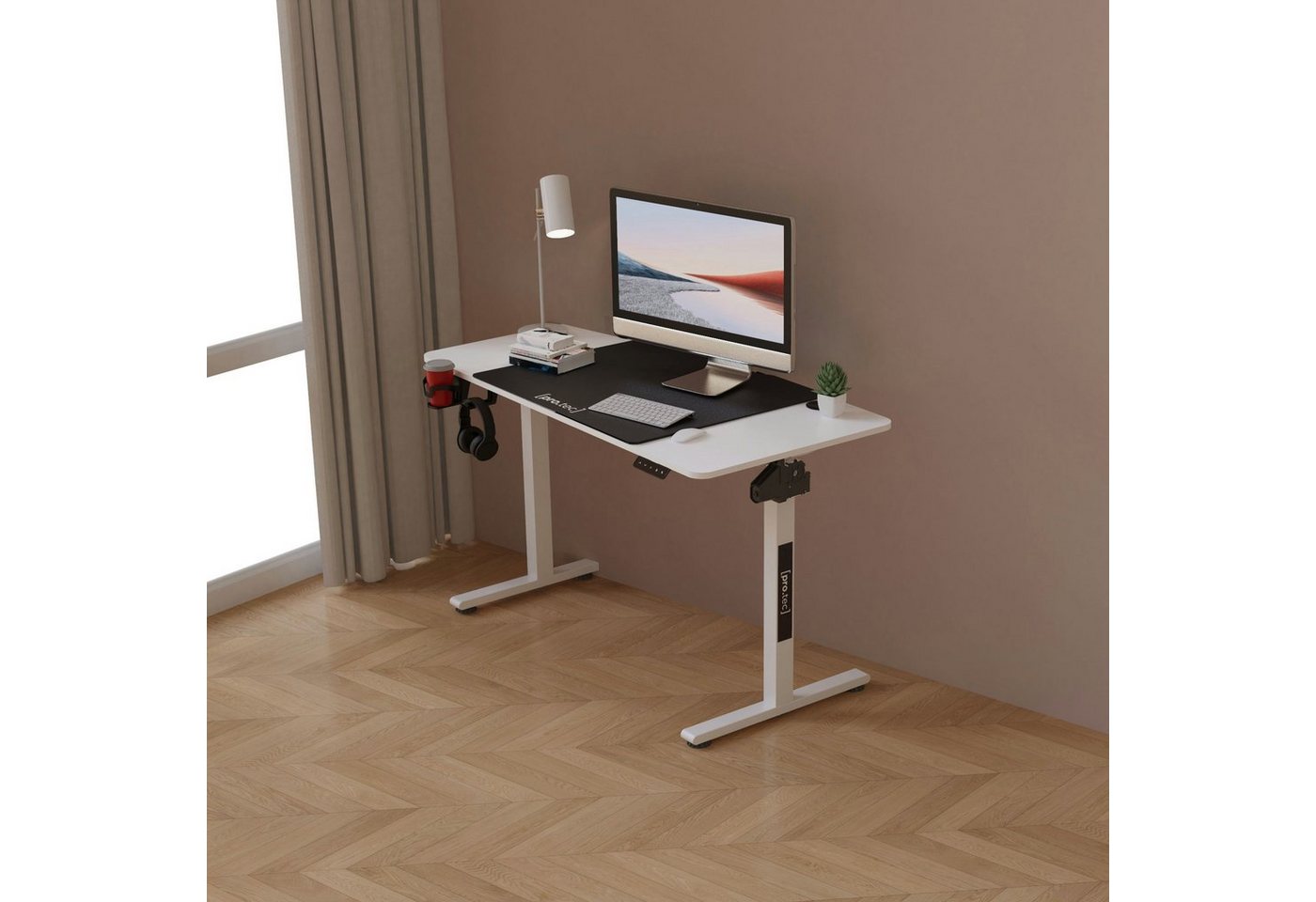 pro.tec Schreibtisch, »Stryn« Elektrisch verstellbarer Computertisch 120x60cm Weiß von pro.tec