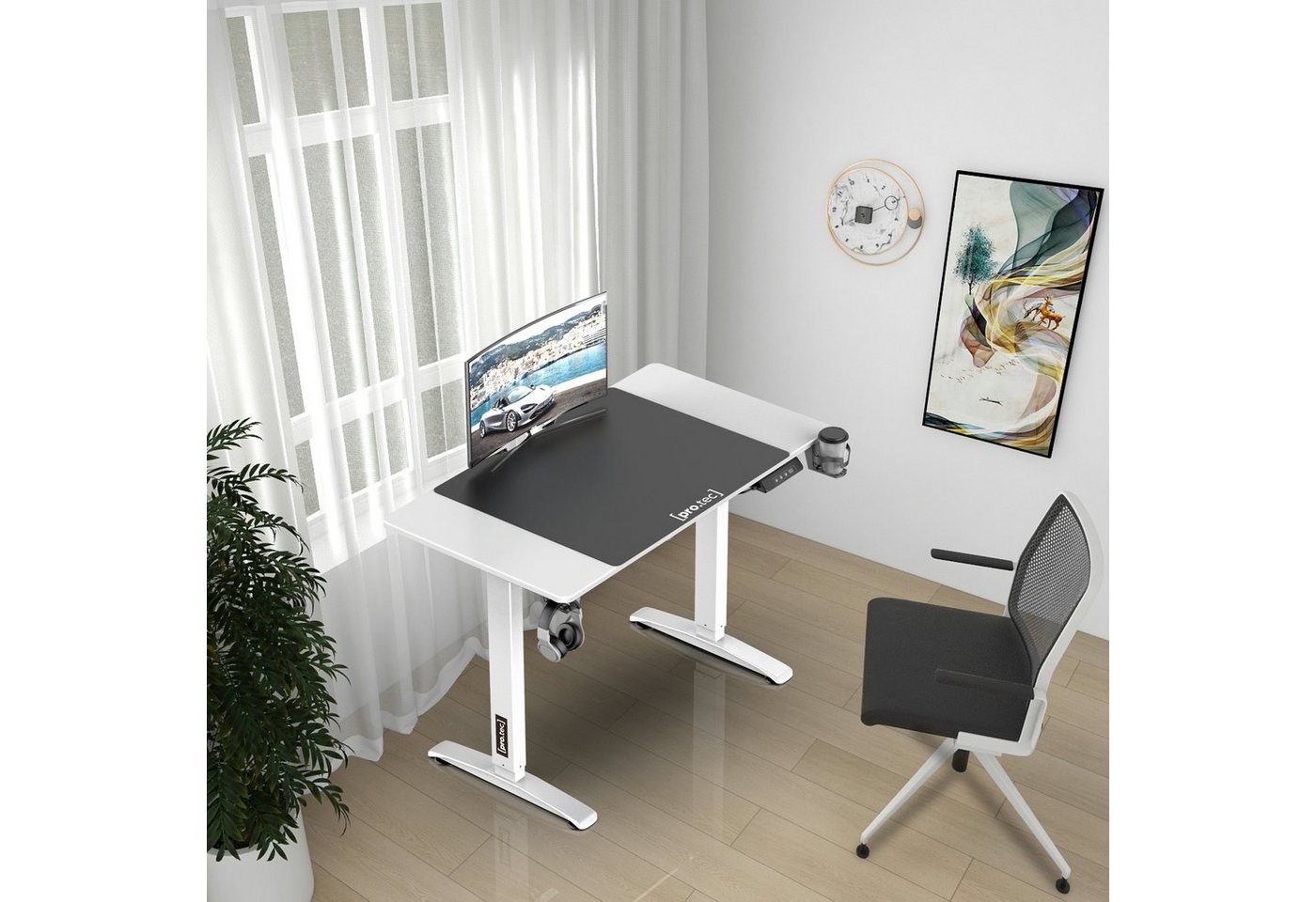 pro.tec Schreibtisch, »Visalia« Elektrisch Höhenverstellbarer Tisch 110x60 Weiß von pro.tec