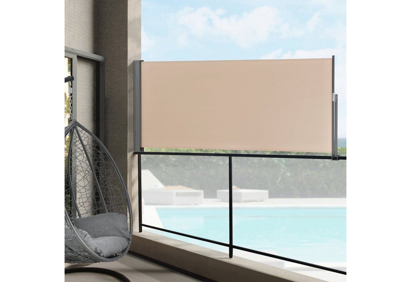 pro.tec Seitenarmmarkise »Montijo« Sichtschutz 100 x 300 cm Windschutz Sandfarben / Beige von pro.tec