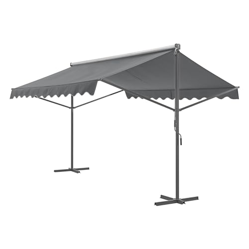 pro.tec Standmarkise Selenizza freistehende Markise 300x300x260cm Gartenmarkise Sonnenschutz Terrassenüberdachung Outdoor Terrasse Garten Balkon Dunkelgrau von pro.tec