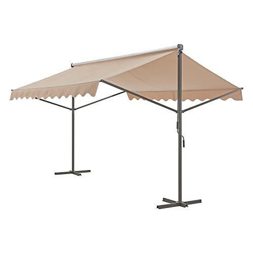 pro.tec Standmarkise Selenizza freistehende Markise 400x300x260cm Gartenmarkise Sonnenschutz Terrassenüberdachung Outdoor Terrasse Garten Balkon Sandfarben von pro.tec