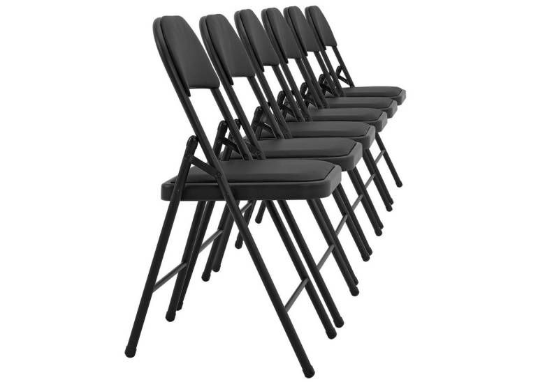pro.tec Stuhl, »Office« 6er Set klappbar gepolstert Metall Kunstleder Schwarz von pro.tec