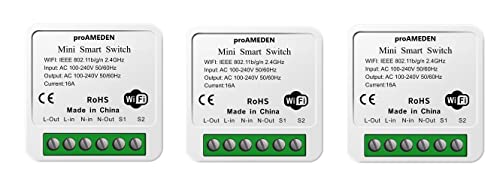 proAMEDEN HomeKit 16A WiFi Smart Schalter, [3/ein] Mini Smart Switch, WLAN, Switch-Modul, CozyLife App funktioniert mit Siri Sprachsteuerung, kompatibel mit Alexa, Google Home. von proAMEDEN