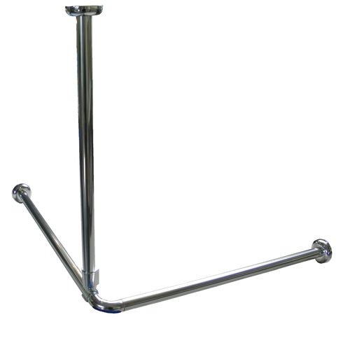 ALU DECKENHALTERUNG EXTRA LANG 120 cm - BASIC! FÜR WINKELSTANGE DUSCHVORHANGSTANGE (silber glänzend) von probath