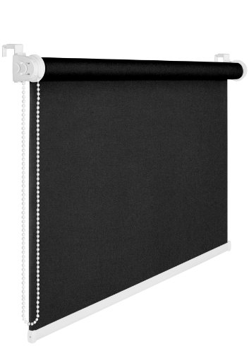 FENSTERROLLO 80 cm BREITE 175 cm LANG SCHWARZ VERDUNKLUNG 50% SICHTSCHUTZROLLO INKL. SEILZUG Fenster Rollo KLEMMROLLO 80x175 von probath