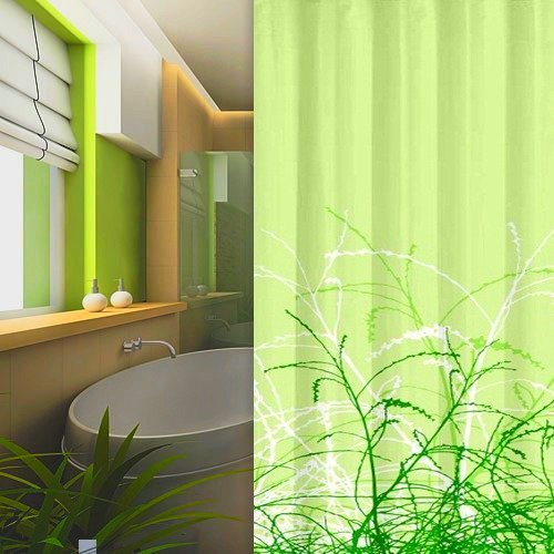 KS Handel 24 Textil DUSCHVORHANG GRÄSER Design 180x200 cm INKL. Ringe GRÜN HELLGRÜN! Shower Curtain Green! von Duschvorhang