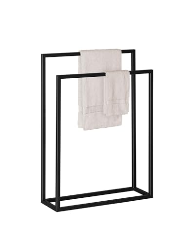 Stabiler Handtuchständer Handtuchhalter 2 oder 3 Arme schwarz Weiss - Keine Montage nötig - Kleiderständer (Schwarz, 2 Arme) von probath