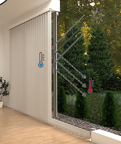 Thermo LAMELLENVORHANG VERDUNKELND FERTIGES KOMPLETTSYSTEM SCHIEBEVORHANG - 5 Farben 14 GRÖßEN (Creme Kr-6, 150x180 cm) von probath