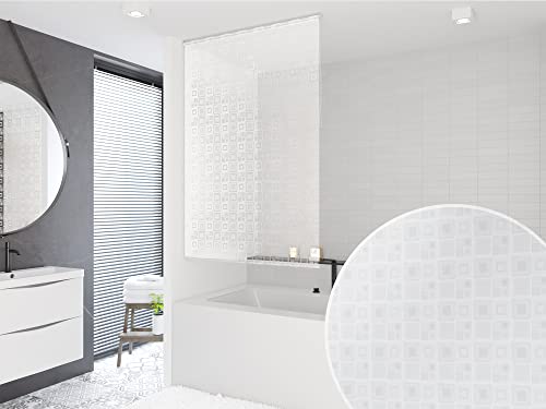 probath Basic DUSCHROLLO 16 Motive UND 7 Breiten ZUR Wahl DUSCHVORHANG SCHWARZ GRÜN Weiss TRANSPARENT BLAU HELLGRAU (3D Quadro, 60x240 cm) von probath