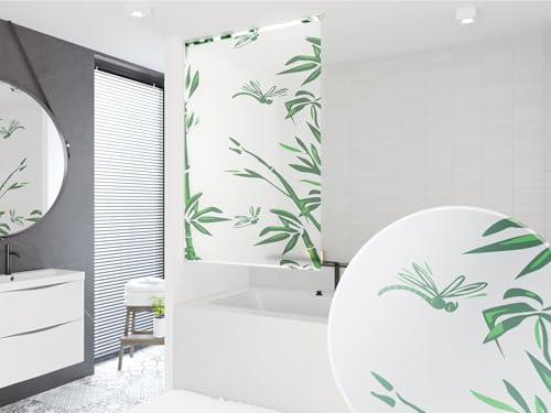 probath Basic DUSCHROLLO 16 Motive UND 7 Breiten ZUR Wahl DUSCHVORHANG SCHWARZ GRÜN Weiss TRANSPARENT BLAU HELLGRAU (Bambus, 60x190 cm) von probath