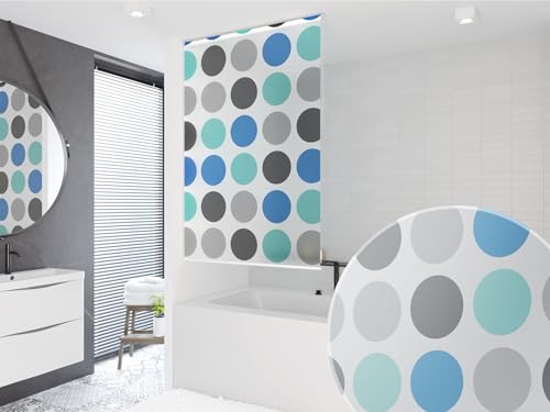 probath Basic DUSCHROLLO 16 Motive UND 7 Breiten ZUR Wahl DUSCHVORHANG SCHWARZ GRÜN Weiss TRANSPARENT BLAU HELLGRAU (Retro blau, 60x240 cm) von probath