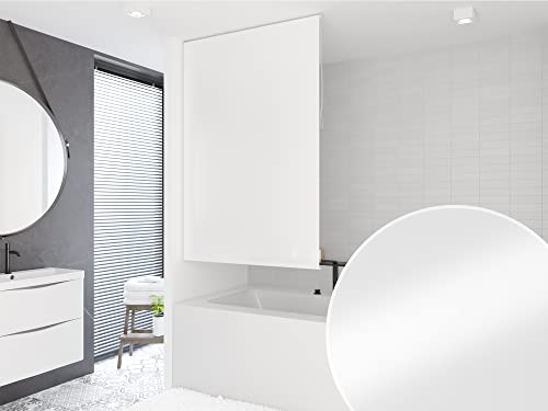 probath Basic DUSCHROLLO 16 Motive UND 7 Breiten ZUR Wahl DUSCHVORHANG SCHWARZ GRÜN Weiss TRANSPARENT BLAU HELLGRAU (Weiss, 80x240 cm) von probath