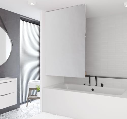 probath Basic DUSCHROLLO 16 Motive UND 7 Breiten ZUR Wahl DUSCHVORHANG SCHWARZ GRÜN Weiss TRANSPARENT BLAU HELLGRAU (Hellgrau, 60x240 cm) von probath