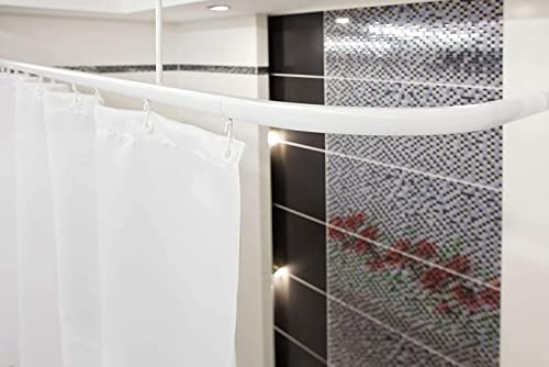 probath DUSCHVORHANGSCHIENE BARRIEREFREI WEISS SCHWARZ SILBER GLÄNZEND DUSCHVORHANGSTANGE - INKL. GLEITER - INKL. DECKENHALTERUNGEN - 3 FARBEN ZUR AUSWAHL (Weiss) von probath
