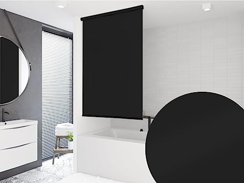 probath HALB Kassetten DUSCHROLLO Modell Uni SCHWARZ 7 Breiten ZUR Wahl (120x240 cm) von probath