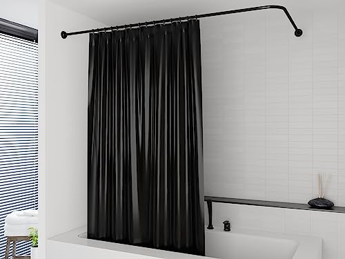 probath PEVA DUSCHVORHANG Uni SCHWARZ 120x220 cm, EXTRA LANG, INKL. Schwarze DUSCHVORHANGRINGE von probath