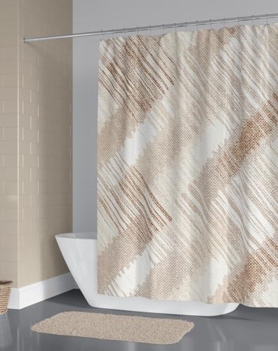 probath Textil Duschvorhang Paint Weiss Beige Braun 8 Maße zur Wahl inkl. Duschvorhangringe (150x200 cm) von probath