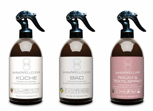 probioWELLCLEAN 3er Set probiotische Reiniger für KÜCHE, BAD, RAUM & TEXTIL (alle sofort anwendbar und jeweils 500ml), insgesamt 1.500ml von probioWELLCLEAN