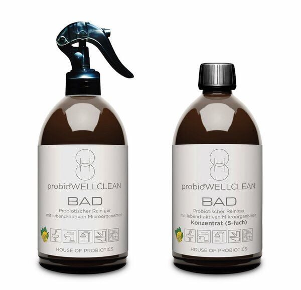 probioWELLCLEAN | HOUSE OF PROBIOTICS Probiotischer BAD Reiniger (2er Set, sofort anwendbar + Konzentrat 5-fach, 1000ml) von probioWELLCLEAN | HOUSE OF PROBIOTICS