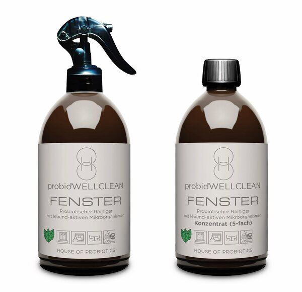 probioWELLCLEAN | HOUSE OF PROBIOTICS Probiotischer FENSTER Reiniger (2er Set, sofort anwendbar + Konzentrat 5-fach, 1000ml) von probioWELLCLEAN | HOUSE OF PROBIOTICS
