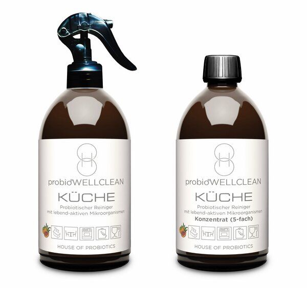 probioWELLCLEAN | HOUSE OF PROBIOTICS Probiotischer KÜCHE Reiniger (2er Set, sofort anwendbar + Konzentrat 5-fach, 1000ml) von probioWELLCLEAN | HOUSE OF PROBIOTICS