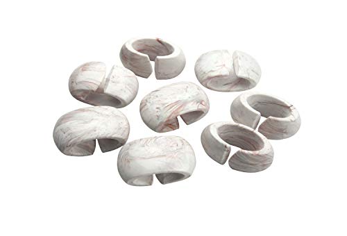 8 Zierkugeln Schlaufenkugeln für Gardinen- oval mit Schlitz - creme marmoriert von prodecoshop
