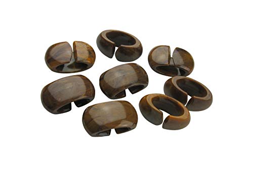 8 Zierkugeln Schlaufenkugeln für Gardinen- oval mit Schlitz - dunkelbraun marmoriert von prodecoshop