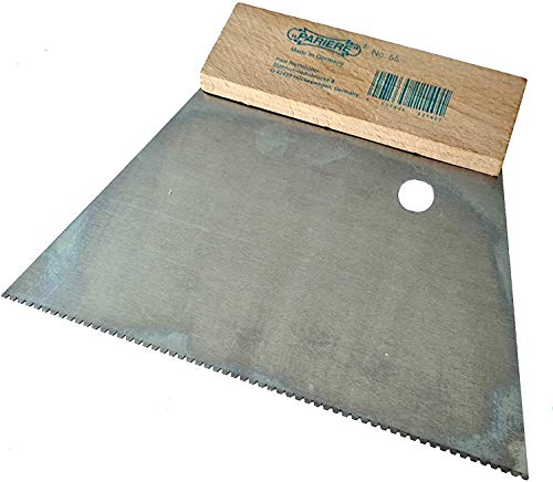 Kleber Boden Zahnspachtel Werkzeugstahl mit Buchenholzgriff gezahnt (210 mm Zahnung B2 2,1 x 2,9 mm) von produebel.de Der Befestigungsspezialist