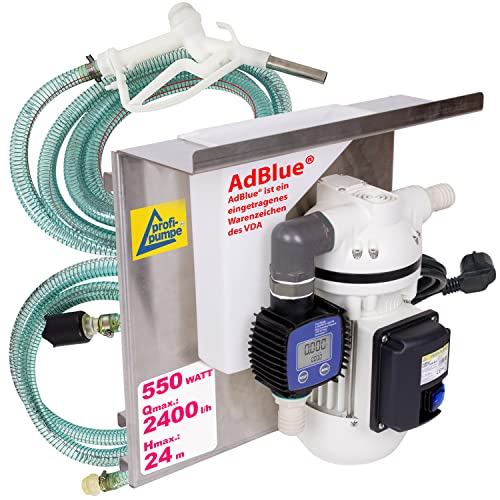 AdBlue® -Tank-Set zur Aufhängung an IBC-Containern - Komplett Set mit selbstansaugender 230V-Pumpe, Saug- & Druckschlauch, AdBlue-Zapf-Pistole, digitalem Zähler von profi-pumpe.de