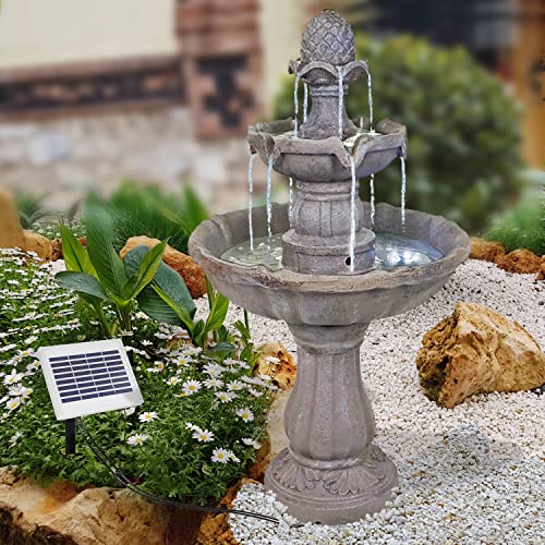 Solar Gartenbrunnen Brunnen Solarbrunnen Zierbrunnen Wasserfall Asia-Garten Gartenleuchte Teichpumpe für Terrasse, Balkon, mit Pumpen-instant-Start-Funktion mit Liion-Akku & Led-Licht von profi-pumpe.de