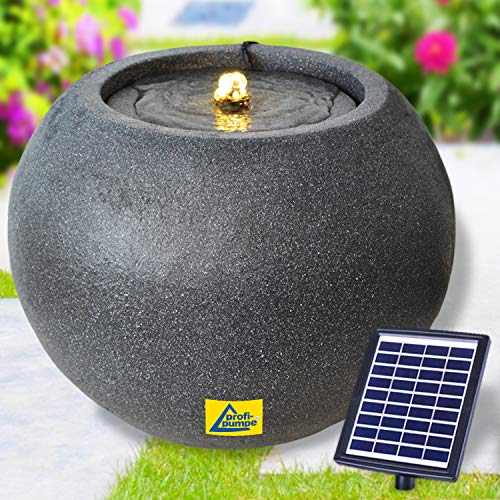 Solar Gartenbrunnen Brunnen Solarbrunnen Zierbrunnen Wasserfall Gartenleuchte Teichpumpe für Terrasse, Balkon, mit Pumpen, mit Liion-Akku & Led-Licht (Harmony) von profi-pumpe.de