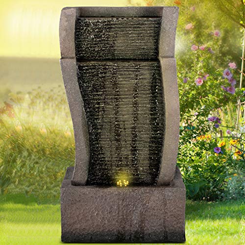 AMUR Gartenbrunnen Brunnen Zierbrunnen Zimmerbrunnen Springbrunnen 230V Wasserfall Wasserspiel für Garten, Gartenteich, Terrasse, Balkon Sehr Dekorativ von AMUR