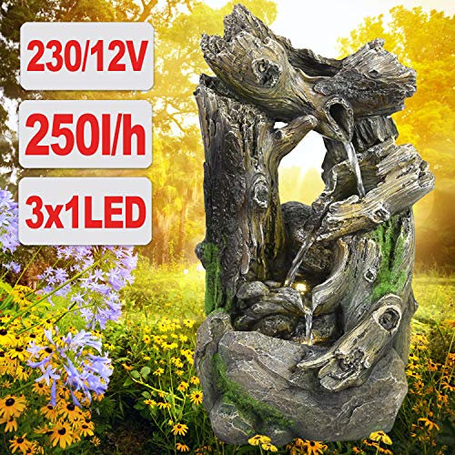 Gartenbrunnen Brunnen Zierbrunnen Zimmerbrunnen Springbrunnen Brunnen mit LED-Licht 230V Wasserfall Wasserspiel für Garten, Gartenteich, Terrasse, Balkon Sehr Dekorativ (7-GB02184-4) von profi-pumpe.de