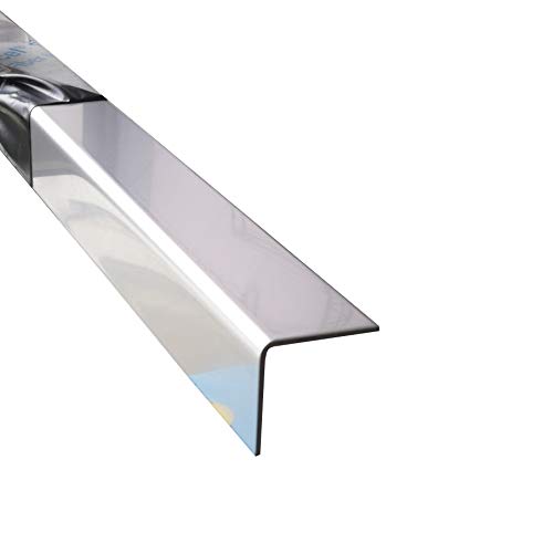 Kantenschutz VA, 2000mm 90 Grad Winkelprofil 25x10 mm Schenkelinnenmaß aus Edelstahl blank 1 mm stark L-Winkel, Eckschutzschiene, von profile-metall