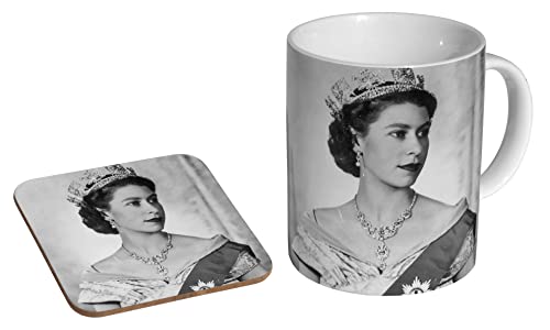 Profiles Kaffeetasse mit Untersetzer, Motiv ''Queen Elizabeth II Young'' von profiles