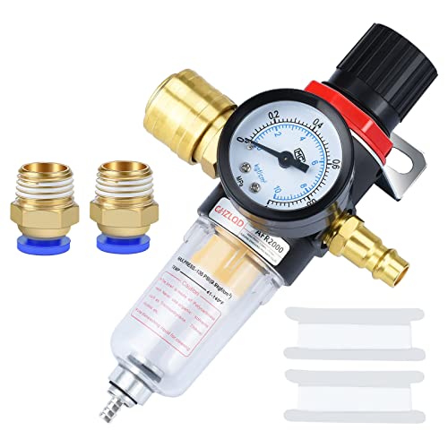 Druckluft Wartungseinheit Druckminderer 1/4", Druckluft Regler mit Wasserabscheider & deutsche Schnellkupplungen für Kompressor Filter Druckluft Wartungseinheit Druckminderer 1/4", Druckluft Regler mit Wasserabscheider & deutsche Schnellkupplungen für Kompressor Filter von profiwoab