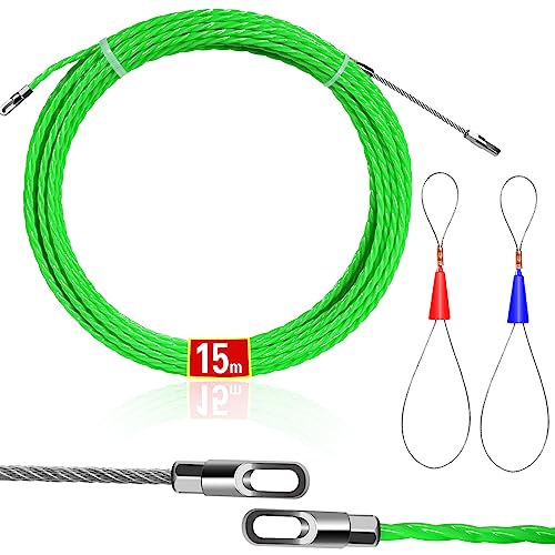 Profiwoab 15m Polyester Einziehdraht Einziehband φ4.5mm Kabelverlegung Einziehdraht in ideales Einzugsband zur Kabelverlegung Leerrohre, Grün von profiwoab