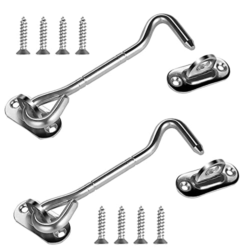 profiwoab Sturmhaken hakenschloss Edelstahl 2St 15 CM türriegel für türen Fensterläden Scheunentor Gartentor Riegel mit 8 Stück Montage Schrauben von profiwoab