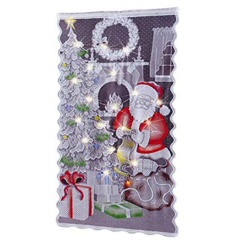 prom-near Weihnachten Vorhänge Tür Scheibengardine Weihnachtsmann Gardine Spitze Vorhang Weihnachtsgardine für Küche Badezimmer Tür, Ohne Lichterkette, 213×102cm von prom-near