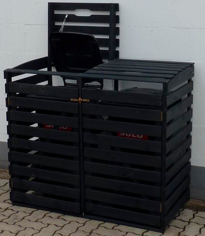 promadino Mülltonnenbox, für 2x120 l aus Holz, BxTxH: 130x63x111 cm von promadino