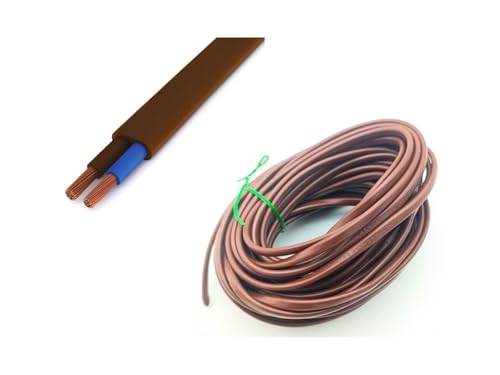 [Strang 10 m] Gummikabel, flach, 2-polig, 2 x 0,50 mm, 250 V, H03VVH2-F2X0,50, Farbe (Braun) von prometeo electronics