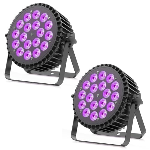 2PCS 200W LED Par RGBWA+UV 6 in 1 Bühnenlicht Strahler, 18 LED Par Scheinwerfer Aluminiumschale mit D MX 7/10CH und Strobe, Discolicht Partylicht für Bar Party Hochzeit Weihnachten Halloween von propulsion Life