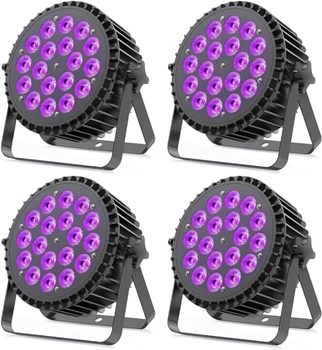 4PCS 200W LED Par RGBWA+UV 6 in 1 Bühnenlicht Strahler, 18 LED Par Scheinwerfer Aluminiumschale mit D MX 7/10CH und Strobe, Discolicht Partylicht für Bar Party Hochzeit Weihnachten Halloween von propulsion Life